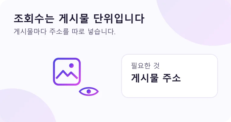 조회수는 게시물 단위로 신청하며 게시물 주소가 필요하다는 것을 보여 주는 그림